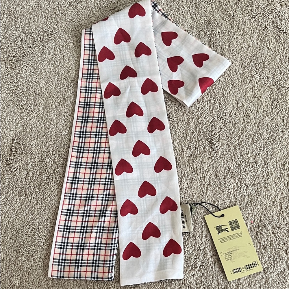 Burberry London Silk Scarf with hearts